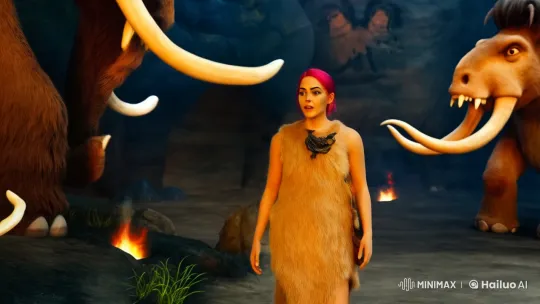 Stone Age Woman Enters Cave, Reunites with Family – AI Generated Video | Hailuo AI