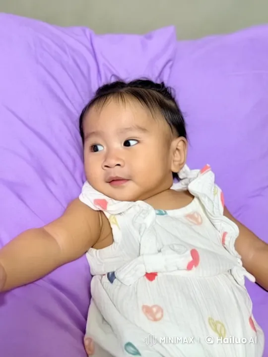 Child Dancing Joyfully on Purple Pillow – AI Generated Video | Hailuo AI