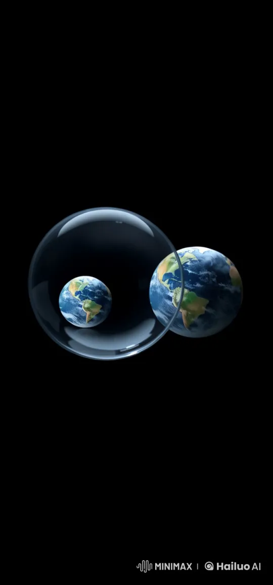 Two Earths: One in Bubble, One Outside, End with Bubble's Explosion – AI Generated Video | Hailuo AI