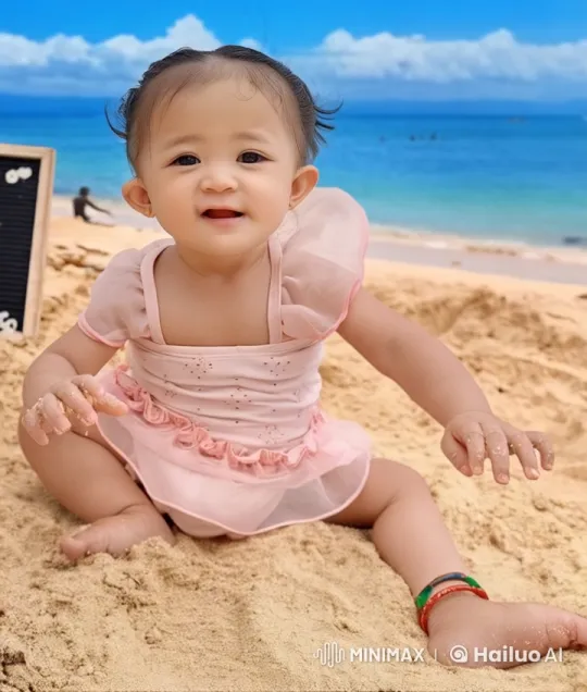 Baby Dancing Joyfully on Beach Animated in Live2D – AI Generated Video | Hailuo AI