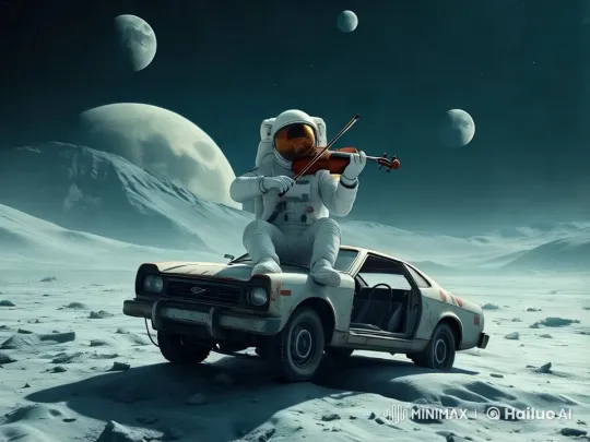 Astronaut Plays Violin on Moon Amid Celestial Dance – AI Generated Video | Hailuo AI
