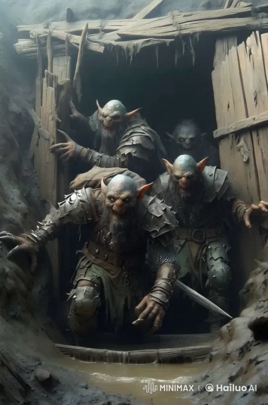 Three Orc Warriors Emerge from Ruins in Live2D Short – AI Generated Video | Hailuo AI