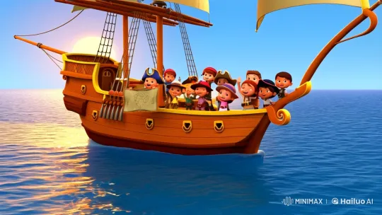Animated Pirate Kids on a Joyful Sea Adventure – AI Generated Video | Hailuo AI