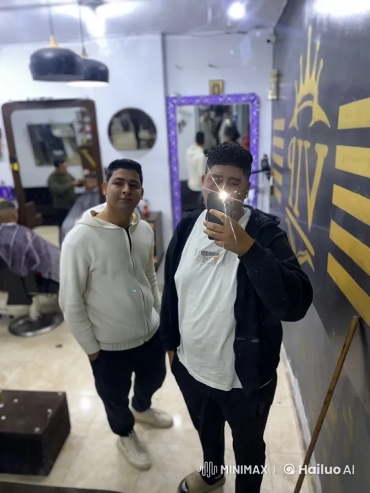 Playful Fight in Modern Barbershop Setting – AI Generated Video | Hailuo AI