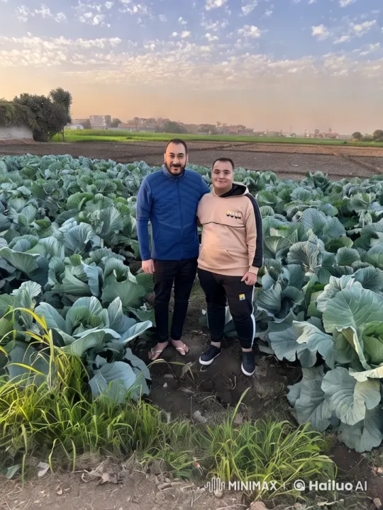 Aesthetic Portrait of Two Individuals in a Cabbage Field – AI Generated Video | Hailuo AI