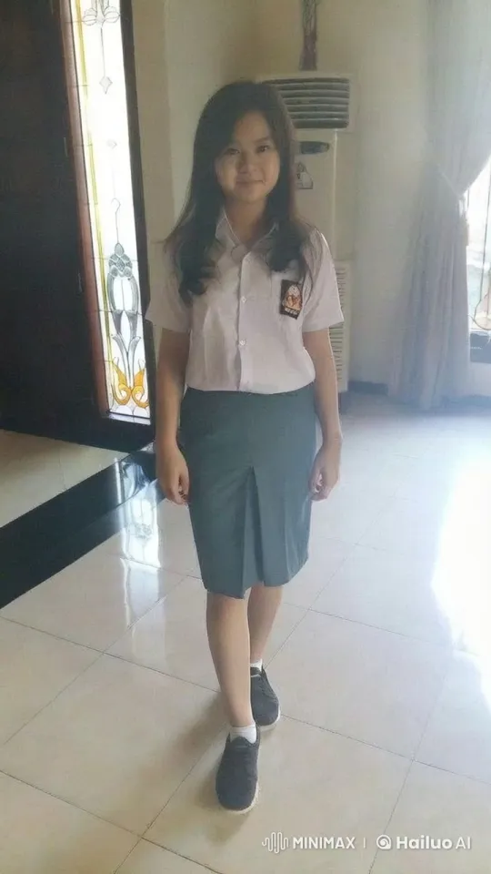 Young Woman Casually Lifts Skirt in Brightly Lit Room – AI Generated Video | Hailuo AI