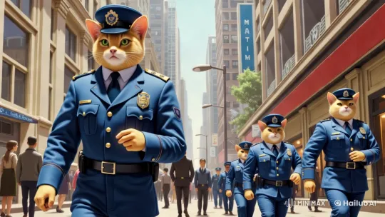 Feline Police Squad Maintains Order in the Kingdom – AI Generated Video | Hailuo AI