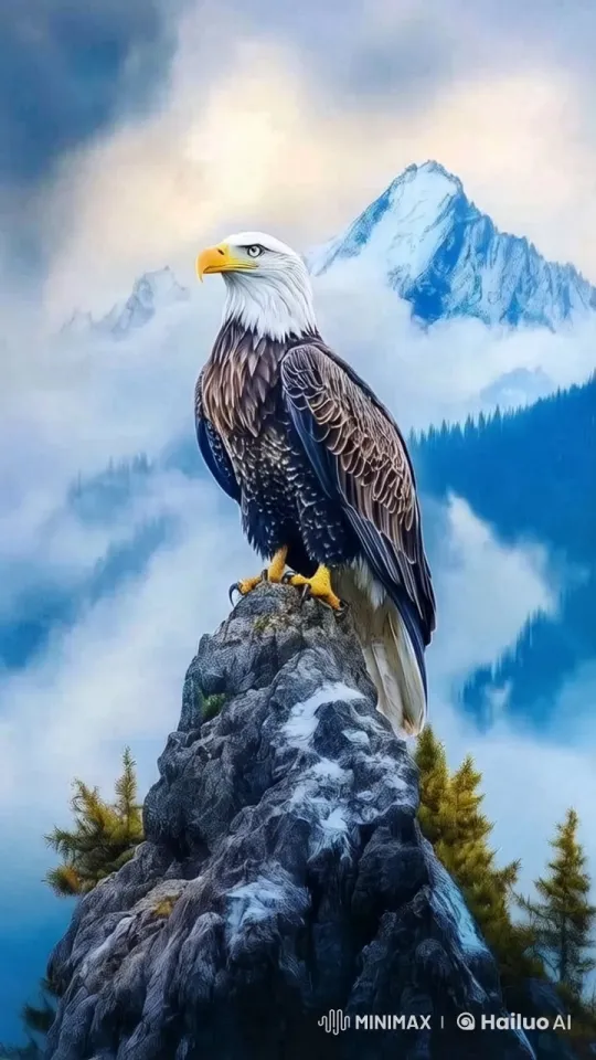 Eagle Soaring Over Majestic Mountain Peaks – AI Generated Video | Hailuo AI