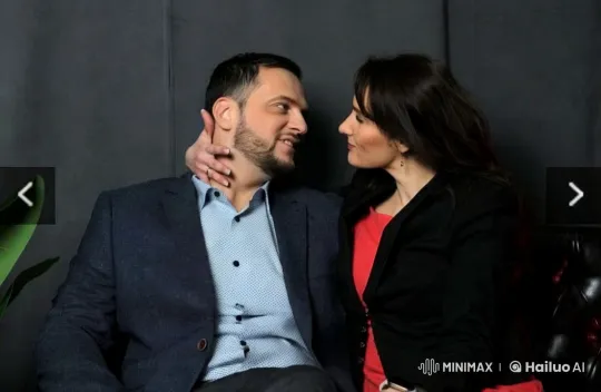 Couple Shares Passionate Kiss on Leather Couch – AI Generated Video | Hailuo AI