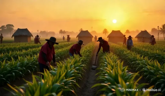 Rustic Landscape: Serene Farming Scene at Sunset – AI Generated Video | Hailuo AI