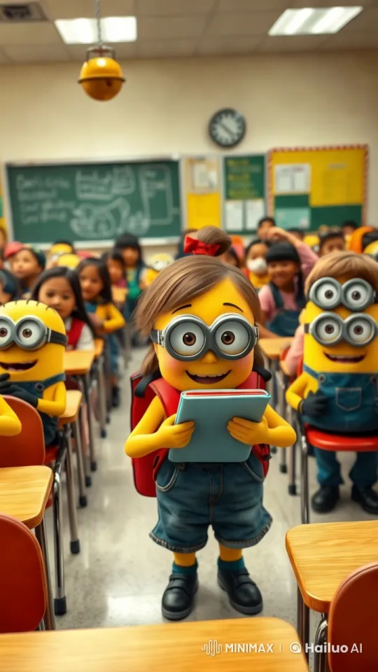 Minions Leaving Classroom for Adventure – AI Generated Video | Hailuo AI