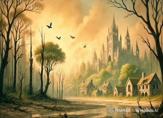 Mystical Landscape with Enchanting Castle and Village – AI Generated Video | Hailuo AI