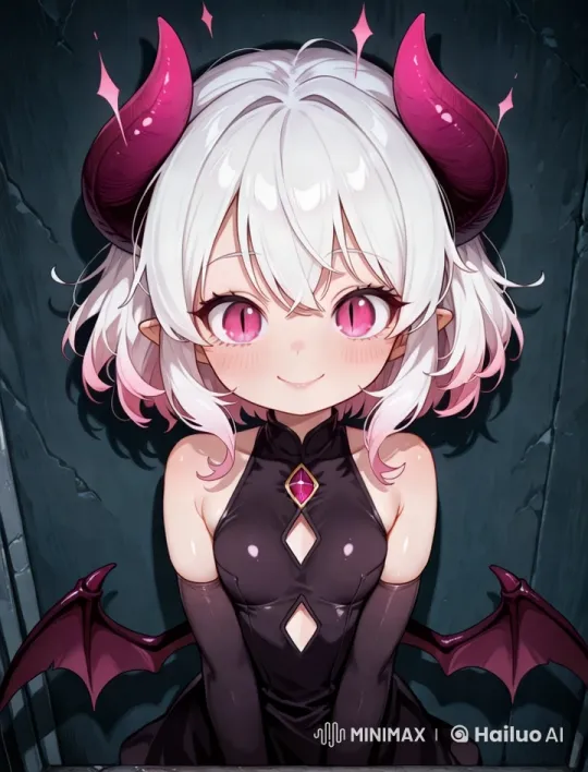 Aesthetic Demon Girl in Cowboy Shot with Gentle Wings – AI Generated Video | Hailuo AI