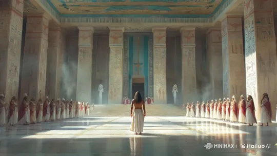 Ancient Egyptian Temple: Sacred Ceremony Amidst Grandeur – AI Generated Video | Hailuo AI