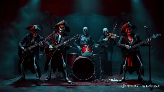 Skeleton Pirate Band Delivers Gothic Rock Performance – AI Generated Video | Hailuo AI