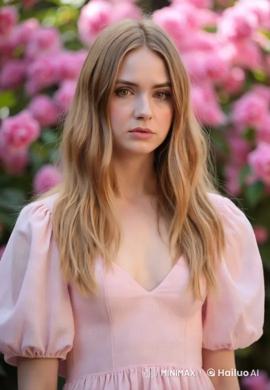 Woman in Pink Dress Amidst Blossoms – AI Generated Video | Hailuo AI