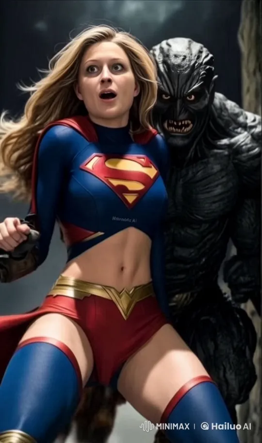 Female Superhero Prepares for Action with Monstrous Ally/Foe – AI Generated Video | Hailuo AI