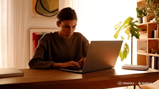 Minimalist Workspace: A Study in Solitude and Inspiration – AI Generated Video | Hailuo AI