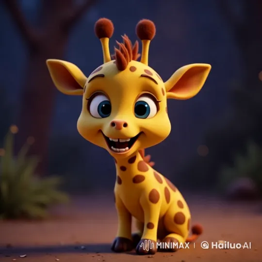 Animated Baby Giraffe and Dancing Numbers in Serene Forest – AI Generated Video | Hailuo AI