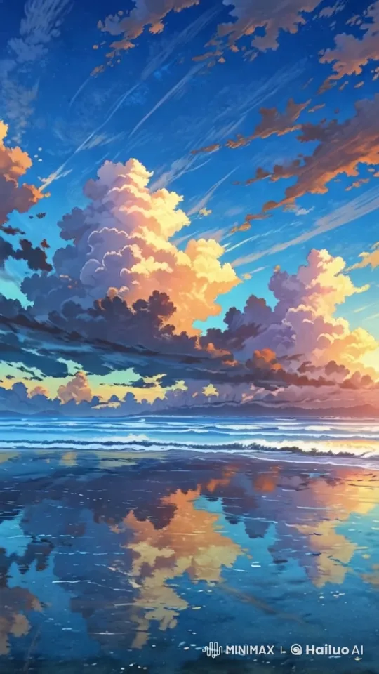 Tranquil Beach Sunset: A Dance of Light and Color – AI Generated Video | Hailuo AI