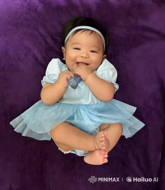 Baby Dances Gracefully in Light Blue Lace Dress – AI Generated Video | Hailuo AI