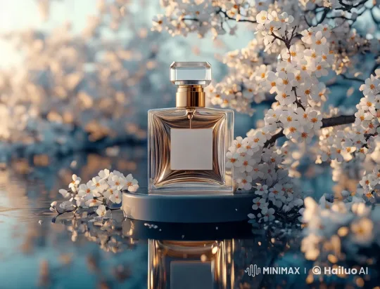Aesthetic Slow Rotation of Perfume Bottle with Jasmine – AI Generated Video | Hailuo AI