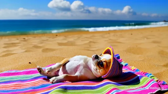 Charming Chihuahua Puppy Enjoys Sunny Beach Day – AI Generated Video | Hailuo AI