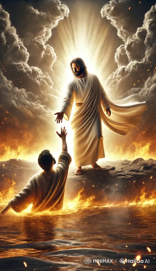 Jesus Rescues a Soul from Fiery Damnation – AI Generated Video | Hailuo AI
