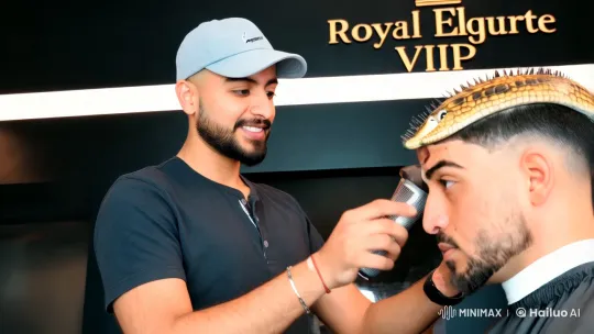Royal Elegant VIP Barber Shop: Crocodile Design Haircut Mastery – AI Generated Video | Hailuo AI
