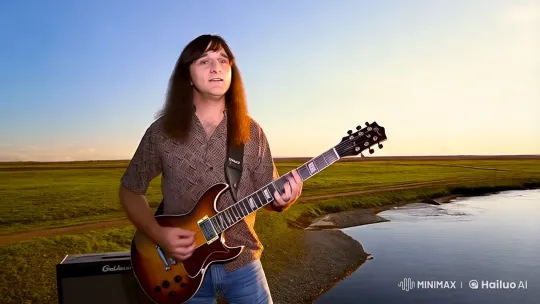 Man Plays Guitar on Steppe as Eagle Soars – AI Generated Video | Hailuo AI
