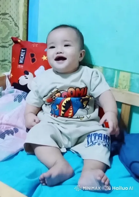 Baby's Cheerful Kungfu Dance on Colorful Bed – AI Generated Video | Hailuo AI