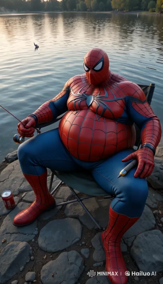 Spider-Man Relaxing by Lake with Fishing Rod – AI Generated Video | Hailuo AI