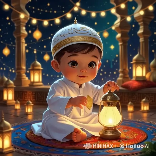 Child Examines Lantern and Ornament in Festive Setting – AI Generated Video | Hailuo AI