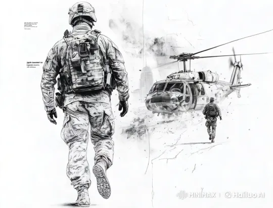 Military Man Approaches Helicopter in 4K Detail – AI Generated Video | Hailuo AI