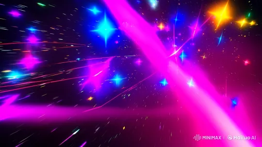 Vibrant Neon Cosmos: A Dynamic Space Journey – AI Generated Video | Hailuo AI