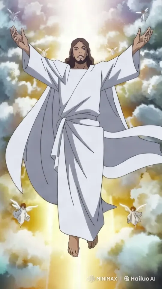 Divine Ascension: Celestial Figures in Heavenly Light – AI Generated Video | Hailuo AI