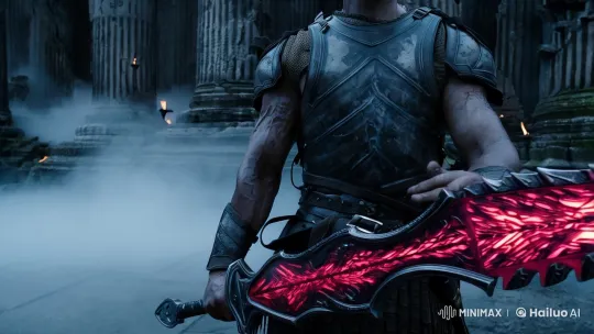 Silent Swordsman Stands Guard in Ruined Temple – AI Generated Video | Hailuo AI