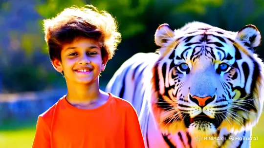 Boy and White Tiger: A Harmony in Nature – AI Generated Video | Hailuo AI