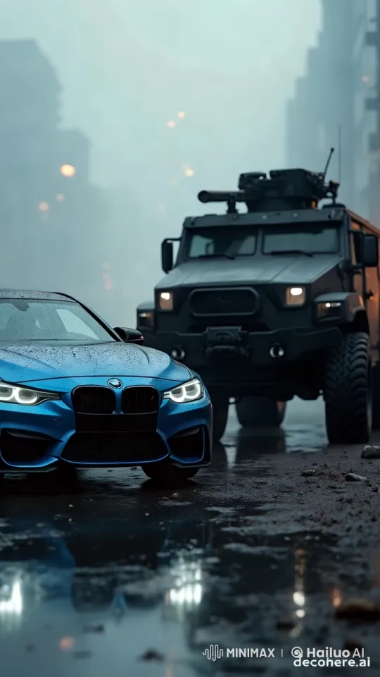 Futuristic BMW M4 Transforms into a Warship for High-Speed Battle – AI Generated Video | Hailuo AI
