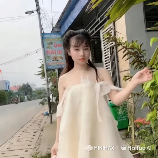 Young Woman in White Dress Interacts with Nature – AI Generated Video | Hailuo AI
