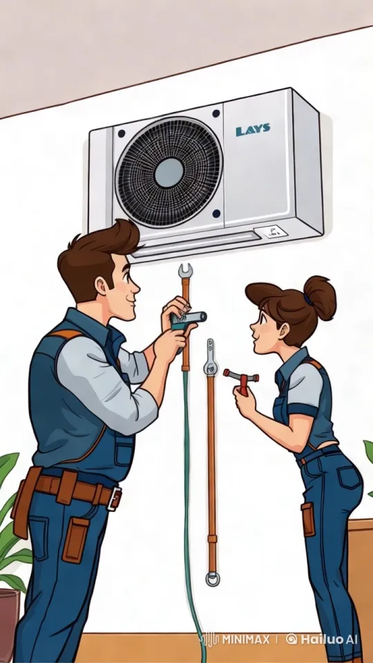 Installation of an Air Conditioner by Skilled Technicians – AI Generated Video | Hailuo AI