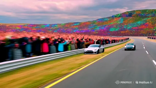 High-Speed Aesthetic Chase: GT-R35 vs. Porsche 911 – AI Generated Video | Hailuo AI