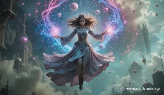 Mystical Sorceress in Enchanted Cityscape – AI Generated Video | Hailuo AI