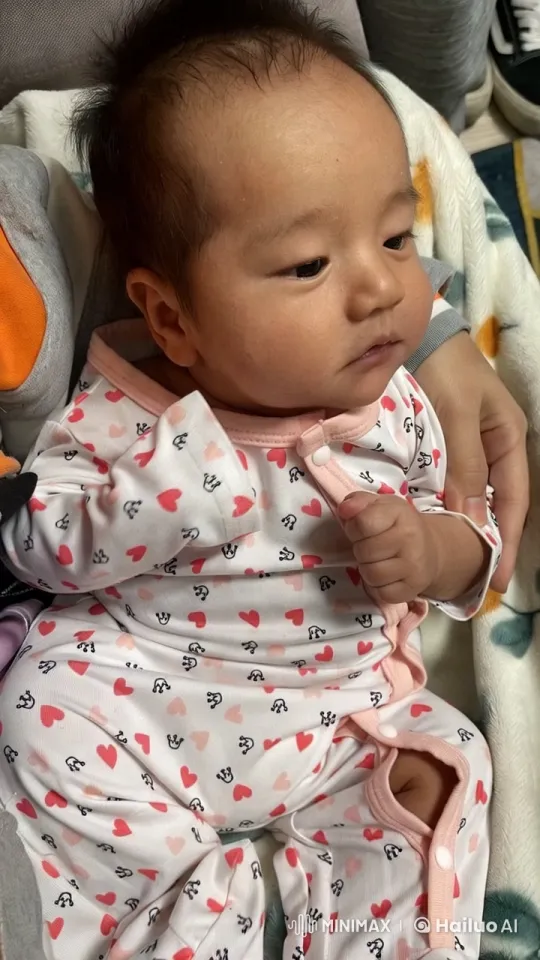 Baby Dancing in Heart Onesie on Cozy Blanket – AI Generated Video | Hailuo AI