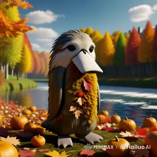 Autumn Serenity: Bird Walks by a Flowing River – AI Generated Video | Hailuo AI