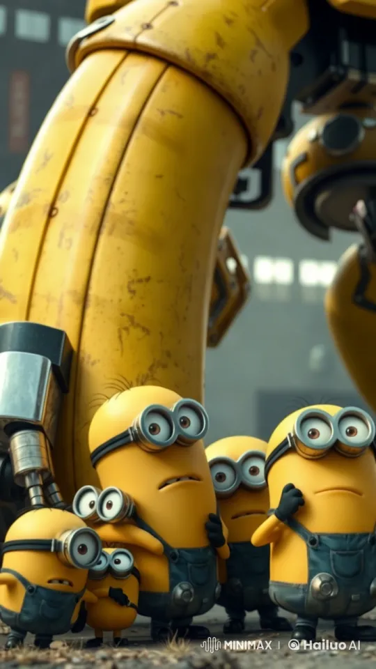 Minions Face Off Against a Giant Robot in Industrial Setting – AI Generated Video | Hailuo AI