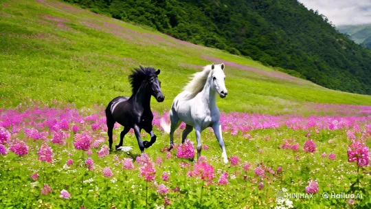 Mystic Horses Dance Through Lush Valley Sky – AI Generated Video | Hailuo AI