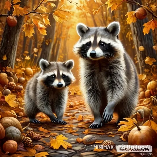 Autumn Forest Walk of Curious Raccoons – AI Generated Video | Hailuo AI