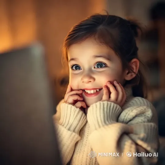 Young Girl in Cozy Sweater Engages Viewers – AI Generated Video | Hailuo AI