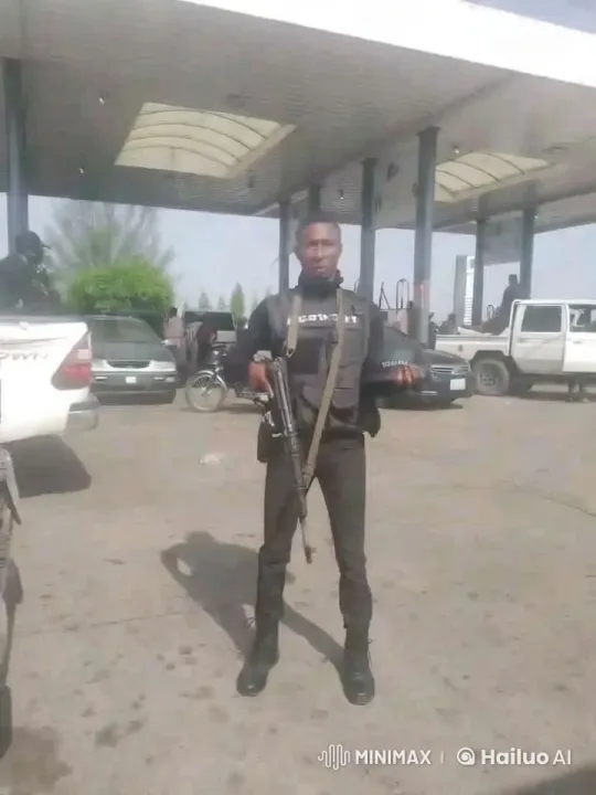 Tactical Security Officer at Daylit Gas Station – AI Generated Video | Hailuo AI